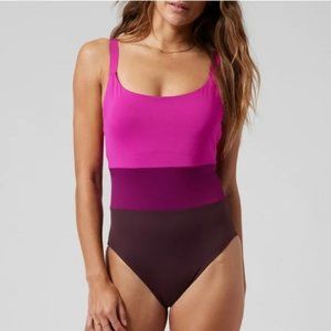Athleta Coastline One Piece Swimsuit Electric Fuschia Size Large NEW